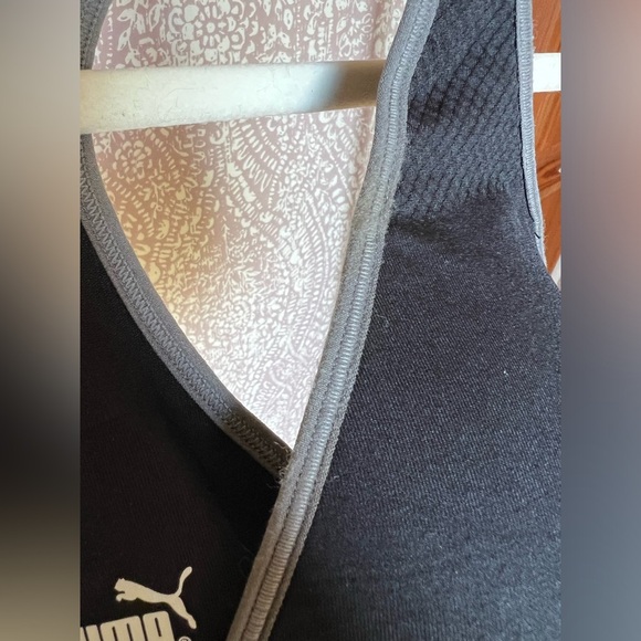 Puma Padded Racerback Structured Black and Gray Signature Sports Bra - Picture 5 of 10